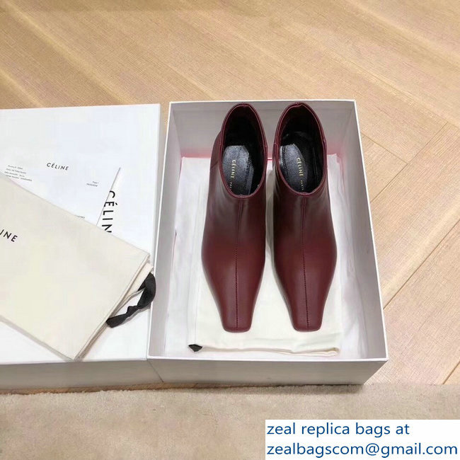 Celine Facetted Heel Ankle Boots Burgundy 2018