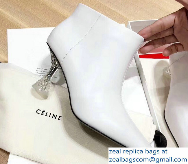 Celine Facetted Heel Ankle Boots White 2018