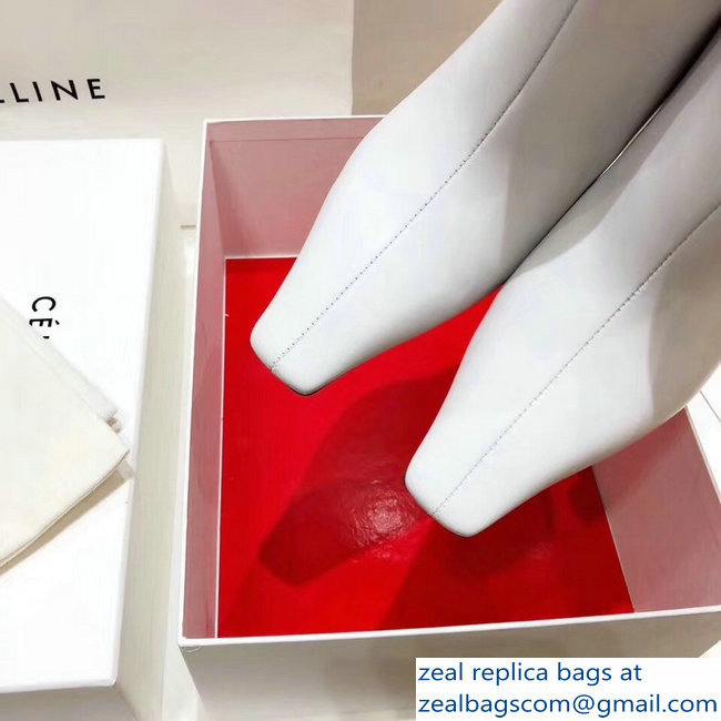 Celine Facetted Heel Ankle Boots White 2018