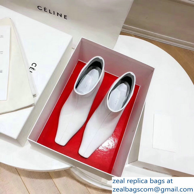 Celine Facetted Heel Ankle Boots White 2018