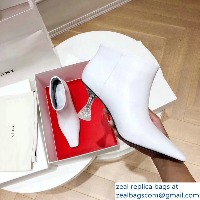 Celine Facetted Heel Ankle Boots White 2018 - Click Image to Close