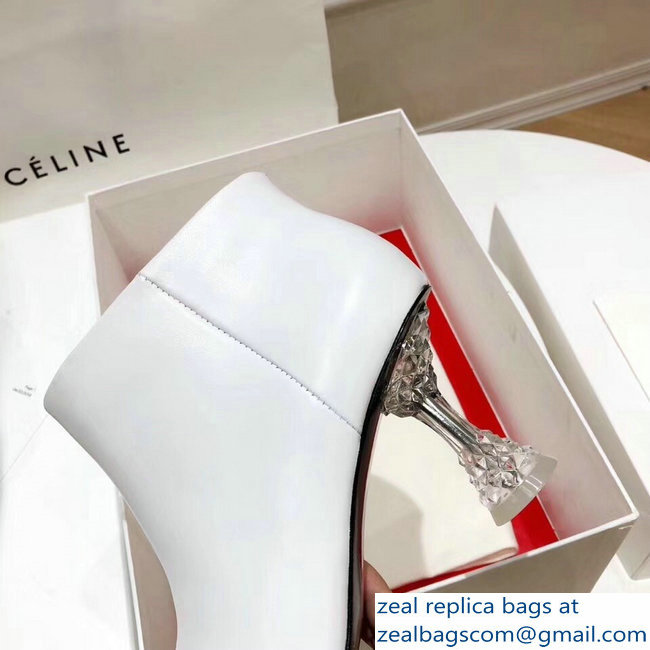 Celine Facetted Heel Ankle Boots White 2018 - Click Image to Close