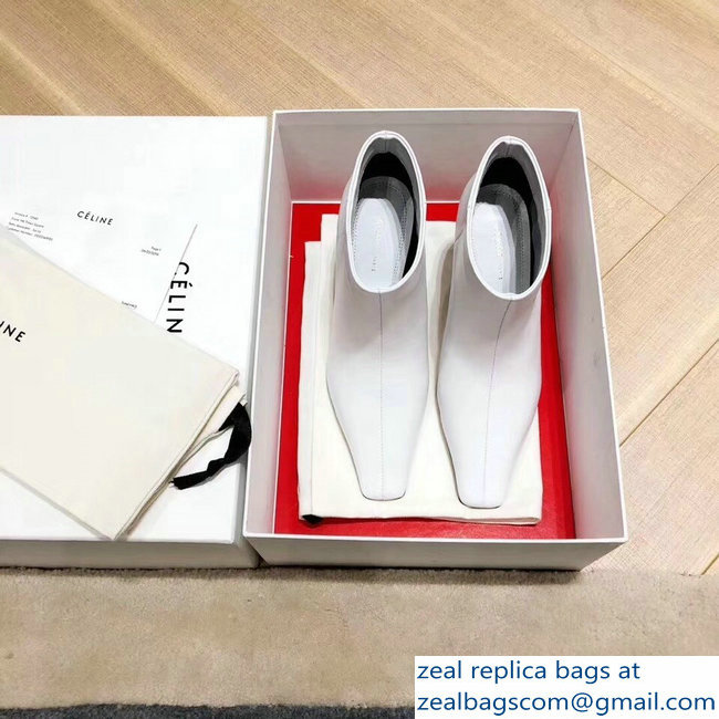 Celine Facetted Heel Ankle Boots White 2018
