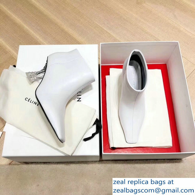 Celine Facetted Heel Ankle Boots White 2018