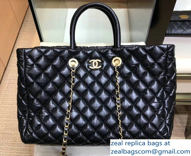 Chanel Aged Calfskin Coco Allure Large Shopping Bag A93525 Black 2018