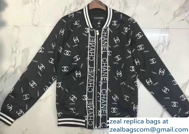 Chanel All Over Logo Print Jacket Black 2018