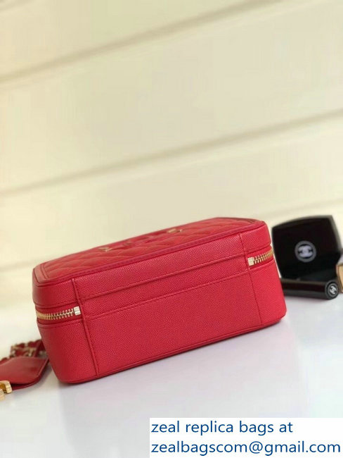 Chanel CC Filigree Grained Vanity Case Bag A93343 Red