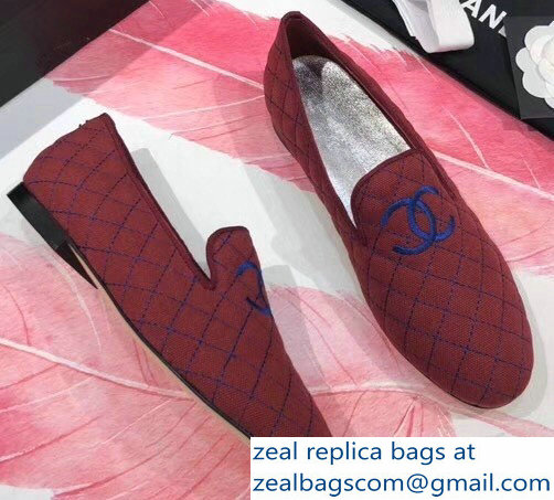 Chanel CC Logo Quilting Loafers G34137 Red 2018