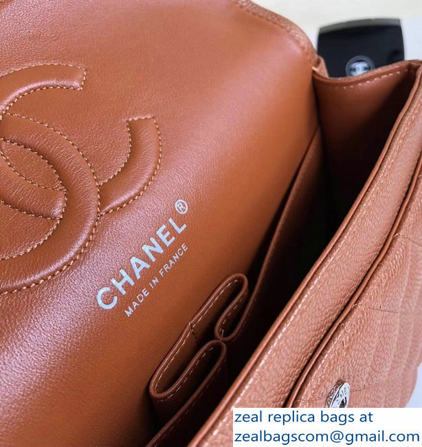 Chanel Caviar Classic Flap Medium Bag A1112 Caramel with Silver Hardware