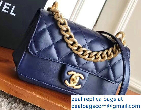 Chanel Chain Flap Small Bag Blue 2018