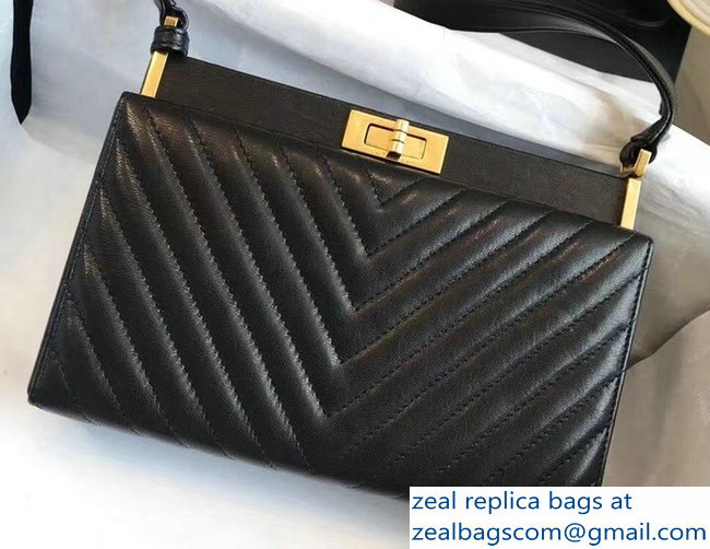 Chanel Chevron Reissue Clutch Bag A57388 Black 2018