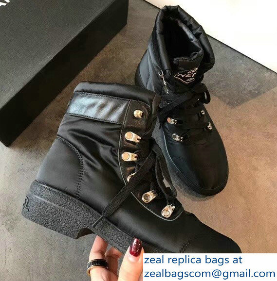 Chanel Coco Neige Nylon Short Boots G34082 Black 2018