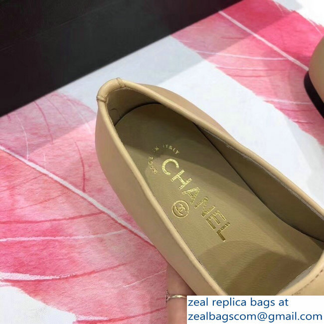 Chanel Crystal CC Logo Loafers Apricot 2018