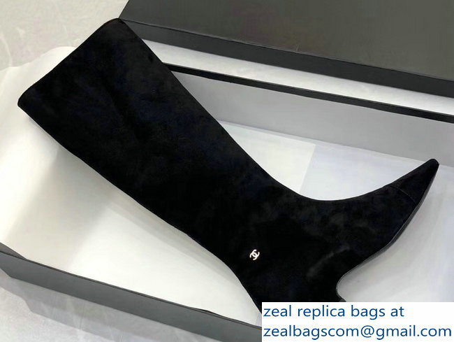 Chanel High Boots G34281 Suede Black 2018