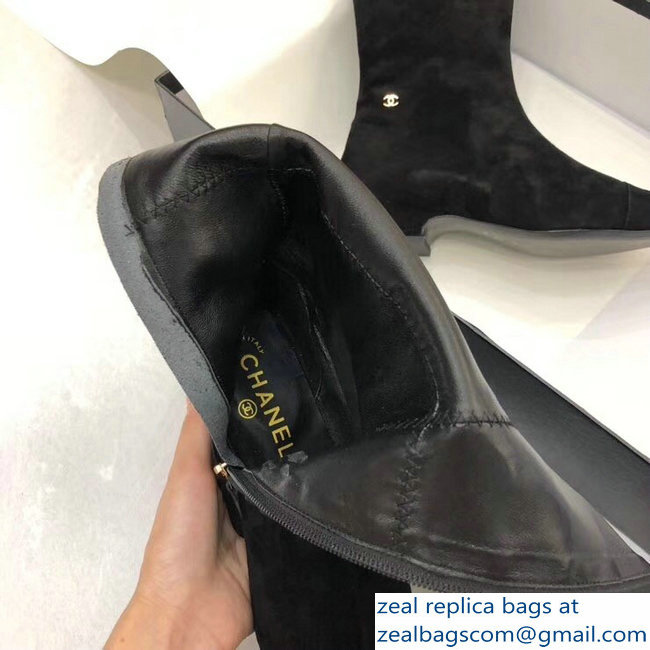 Chanel High Boots G34281 Suede Black 2018