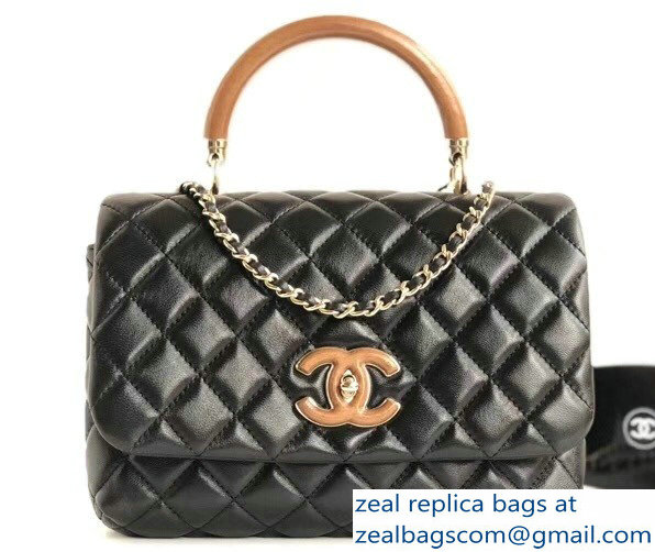 Chanel Knock On Wood Top Handle Flap Bag A57342 Black 2018