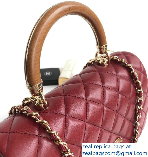 Chanel Knock On Wood Top Handle Flap Bag A57342 Red 2018