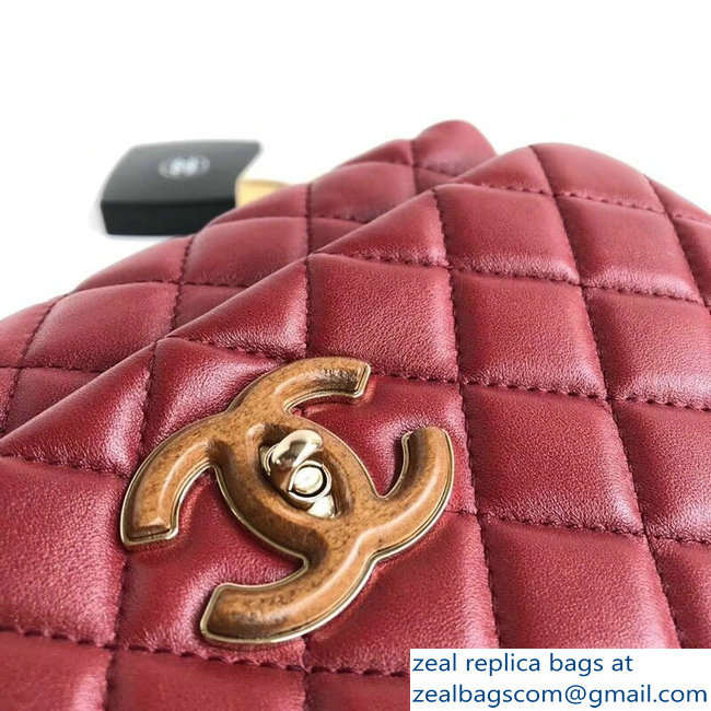 Chanel Knock On Wood Top Handle Flap Bag A57342 Red 2018