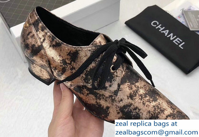 Chanel Lace-ups Shoes G34275 Laminated Bronze 2018