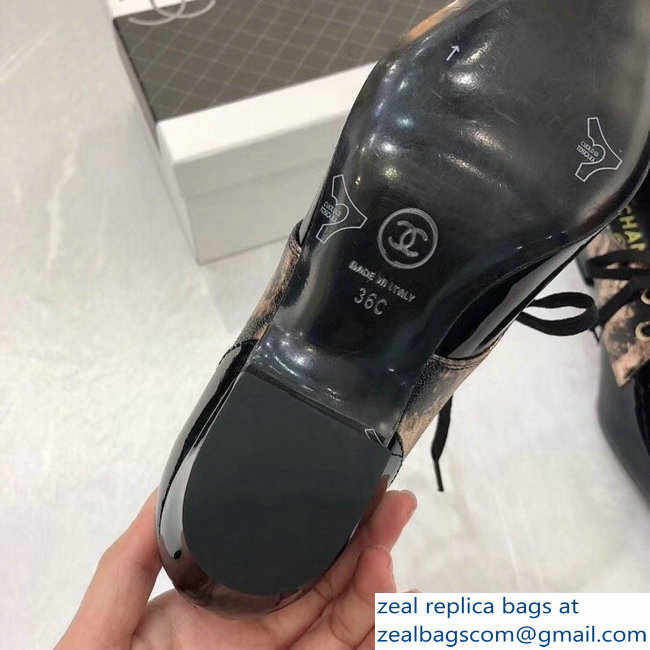 Chanel Lace-ups Shoes G34275 Laminated Bronze/Black 2018