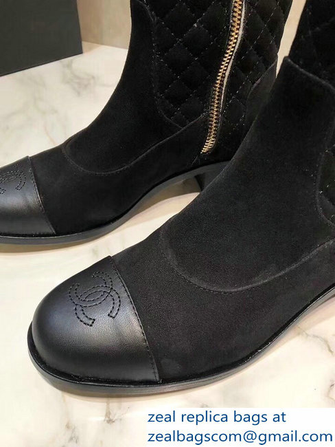 Chanel Pearls High Boots G34075 Suede Black 2018 - Click Image to Close