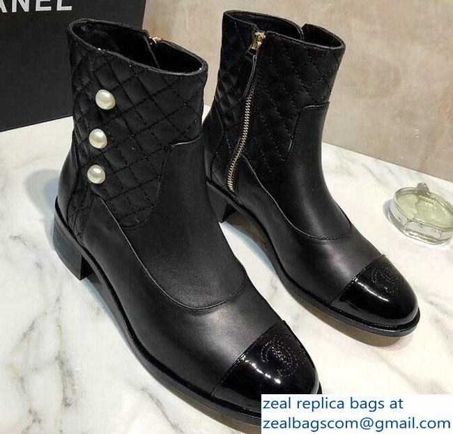 Chanel Pearls Short Boots G34074 Black 2018
