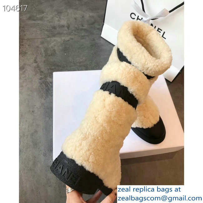 Chanel Shearling and Calfskin Short Boots G34080 Beige 2018