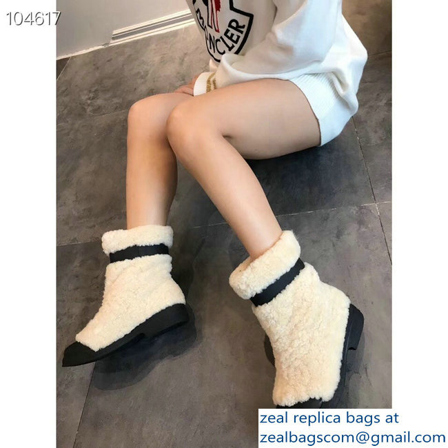 Chanel Shearling and Calfskin Short Boots G34080 Beige 2018