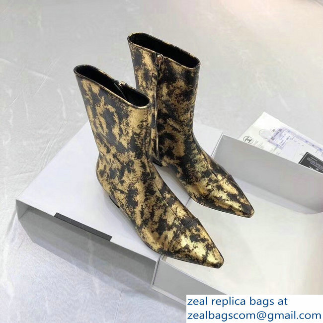 Chanel Short Boots G34284 Laminated Gold 2018