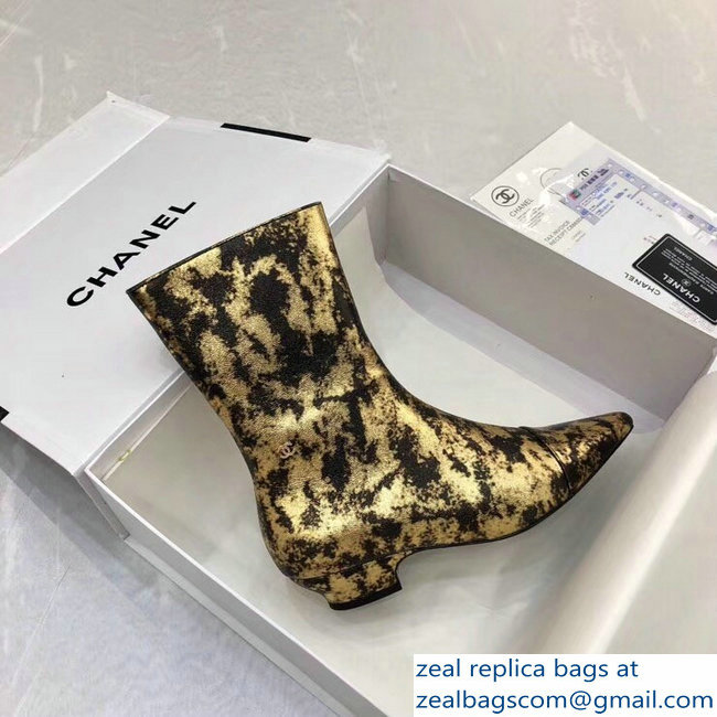 Chanel Short Boots G34284 Laminated Gold 2018