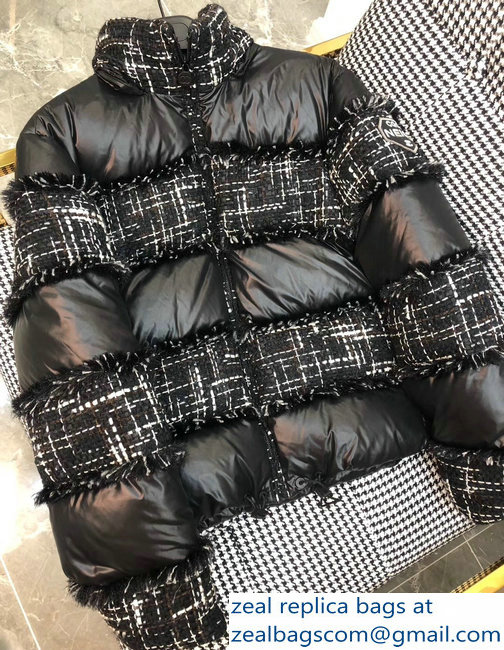 Chanel Tweed Black Down Jacket 2018
