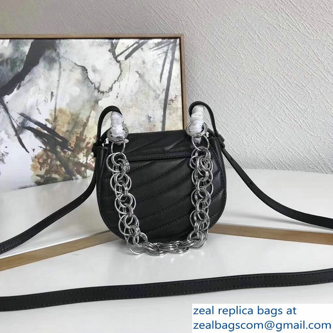 Chloe Quilted Drew Bijou Shoulder Bag Black with Silver Chain 2018