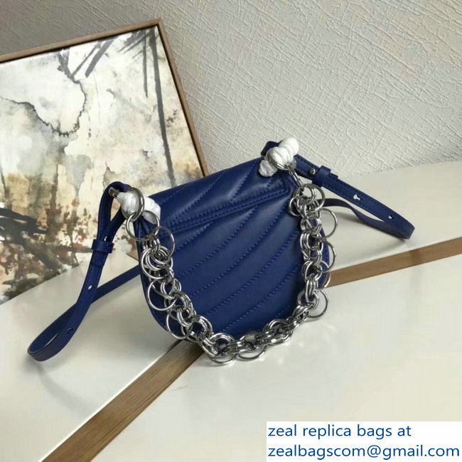 Chloe Quilted Drew Bijou Shoulder Bag Blue with Silver Chain 2018