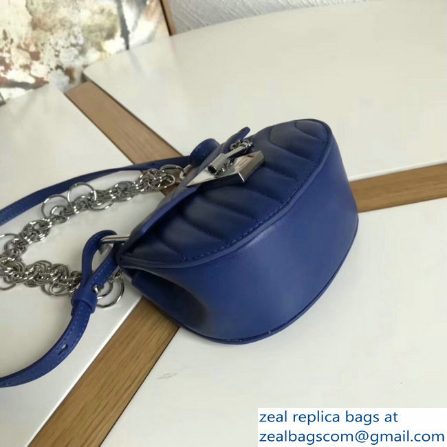 Chloe Quilted Drew Bijou Shoulder Bag Blue with Silver Chain 2018