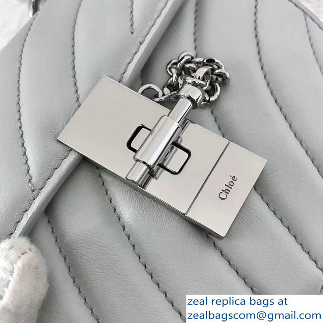 Chloe Quilted Drew Bijou Shoulder Bag Pale Gray Blue with Silver Chain 2018