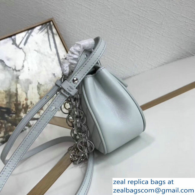 Chloe Quilted Drew Bijou Shoulder Bag Pale Gray Blue with Silver Chain 2018