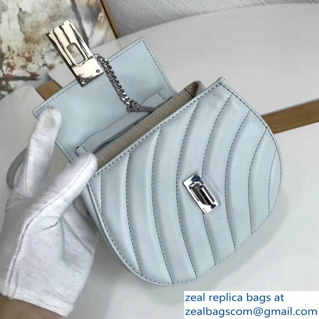 Chloe Quilted Drew Bijou Shoulder Bag Pale Gray Blue with Silver Chain 2018