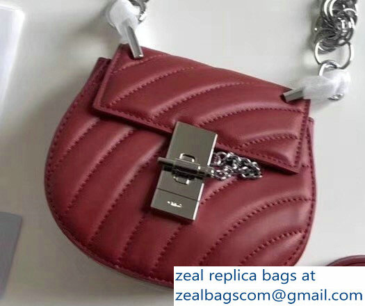 Chloe Quilted Drew Bijou Shoulder Bag Red with Silver Chain 2018