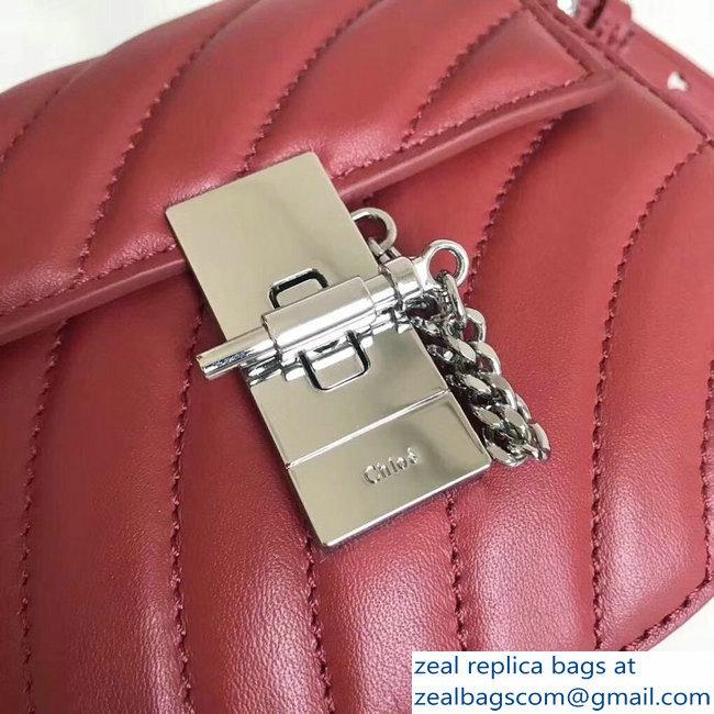 Chloe Quilted Drew Bijou Shoulder Bag Red with Silver Chain 2018 - Click Image to Close