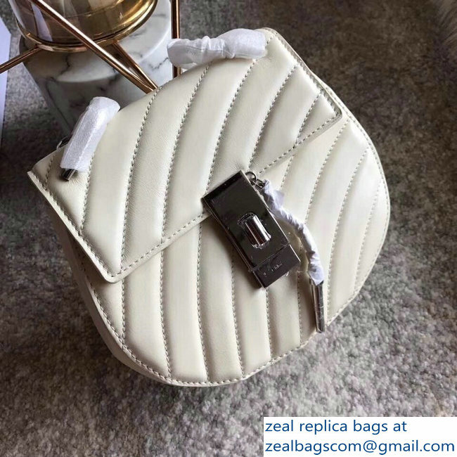 Chloe Quilted Drew Bijou Shoulder Bag White with Silver Chain 2018 - Click Image to Close