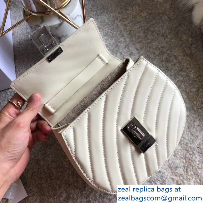 Chloe Quilted Drew Bijou Shoulder Bag White with Silver Chain 2018 - Click Image to Close
