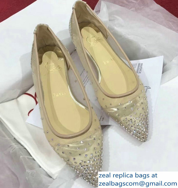 Christian Louboutin Follies Strass Flats Nude
