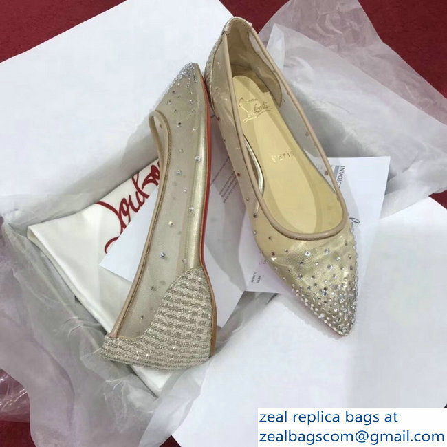 Christian Louboutin Follies Strass Flats Nude - Click Image to Close