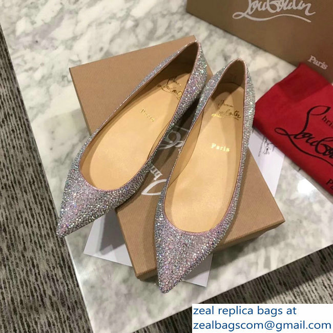 Christian Louboutin Follies Strass Flats Silver Gray - Click Image to Close