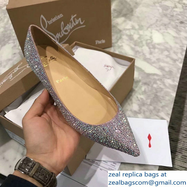 Christian Louboutin Follies Strass Flats Silver Gray - Click Image to Close