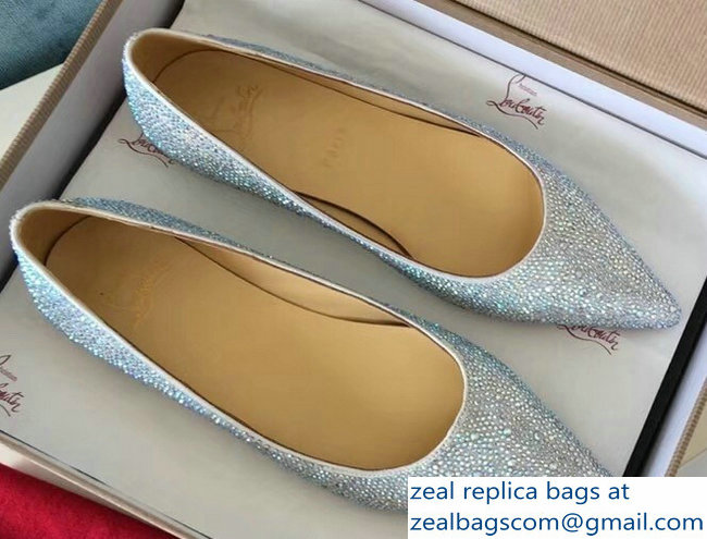 Christian Louboutin Follies Strass Flats Silver - Click Image to Close