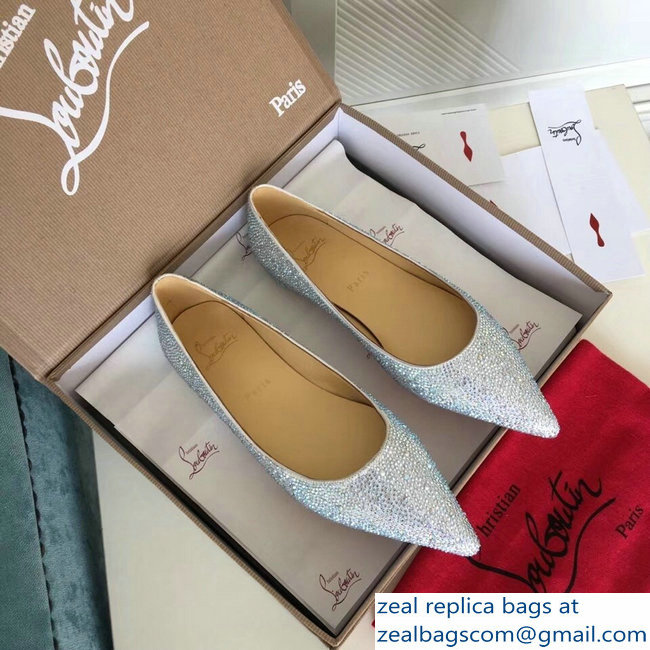 Christian Louboutin Follies Strass Flats Silver