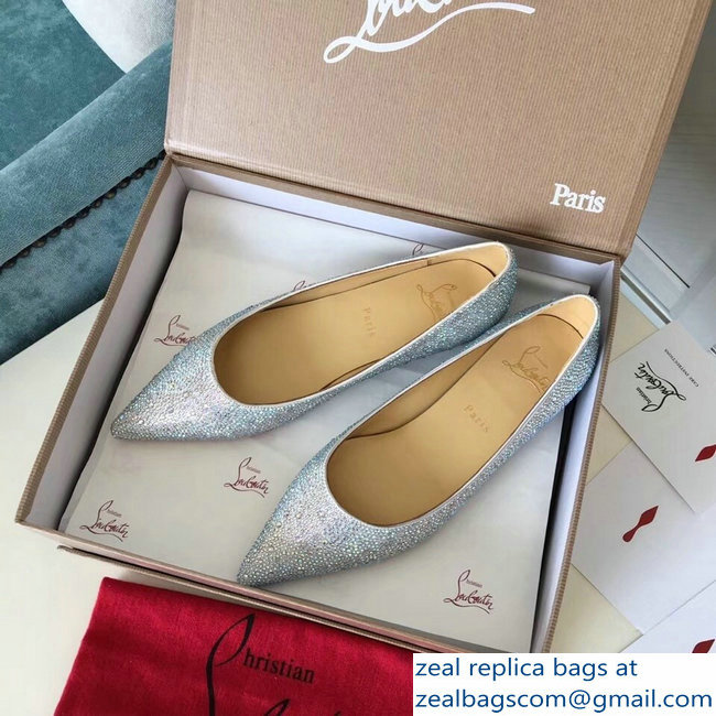 Christian Louboutin Follies Strass Flats Silver - Click Image to Close