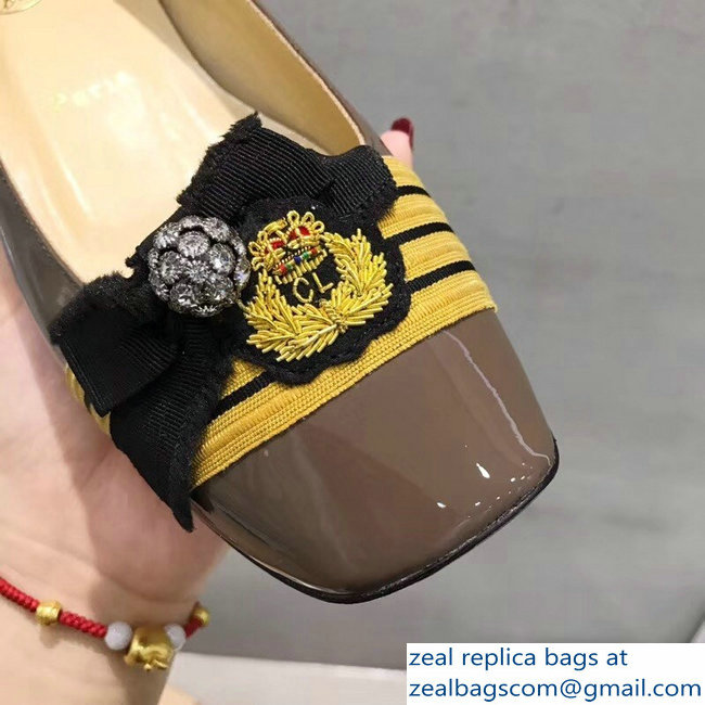 Christian Louboutin Yellow Stripe Flats Patent Camel - Click Image to Close