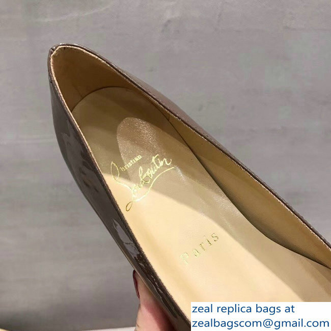 Christian Louboutin Yellow Stripe Flats Patent Camel